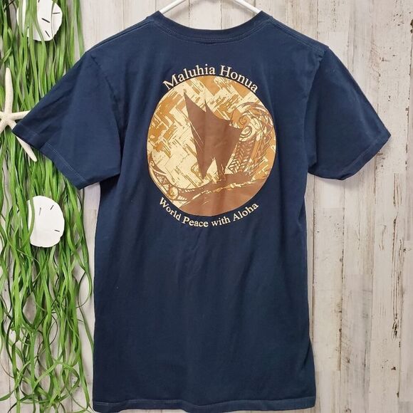 Aloha Festivals Short Sleeve Tee Shirt Navy Blue Size Small - Picture 2 of 7